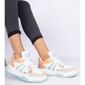 Zapatillas de deporte para mujeres naranjas con cordones masivos 1