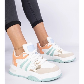 Zapatillas de deporte para mujeres naranjas con cordones masivos 2