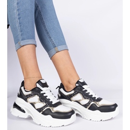 Zapatillas negras para mujeres decoradas con brillo negro 1