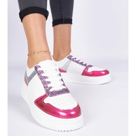 Zapatillas de zapatillas de mujer rosa en una suela gruesa rosado 1