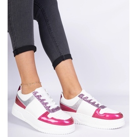 Zapatillas de zapatillas de mujer rosa en una suela gruesa rosado 2