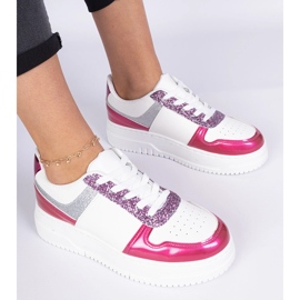 Zapatillas de zapatillas de mujer rosa en una suela gruesa rosado 4