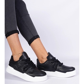 Zapatillas negras para mujeres con cordones gruesos negro 2 Zapatillas negras para mujeres con cordones gruesos negro 2