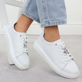 Zapatos de cuero para mujeres con un adorno en la plataforma blanca Sergio Leone SP110 blanco 4