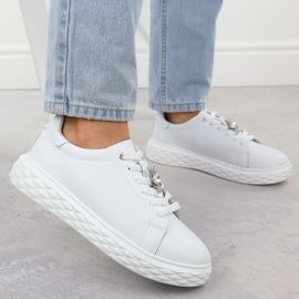 Zapatos de cuero para mujeres con un adorno en la plataforma blanca Sergio Leone SP110 blanco 5