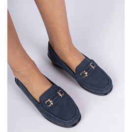 Wedge de mujeres de la Marina Mandes con un acabado mate azul 1
