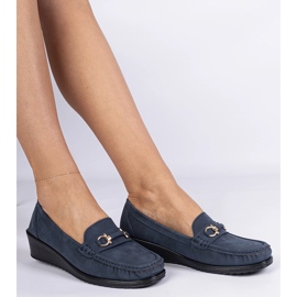 Wedge de mujeres de la Marina Mandes con un acabado mate azul 2