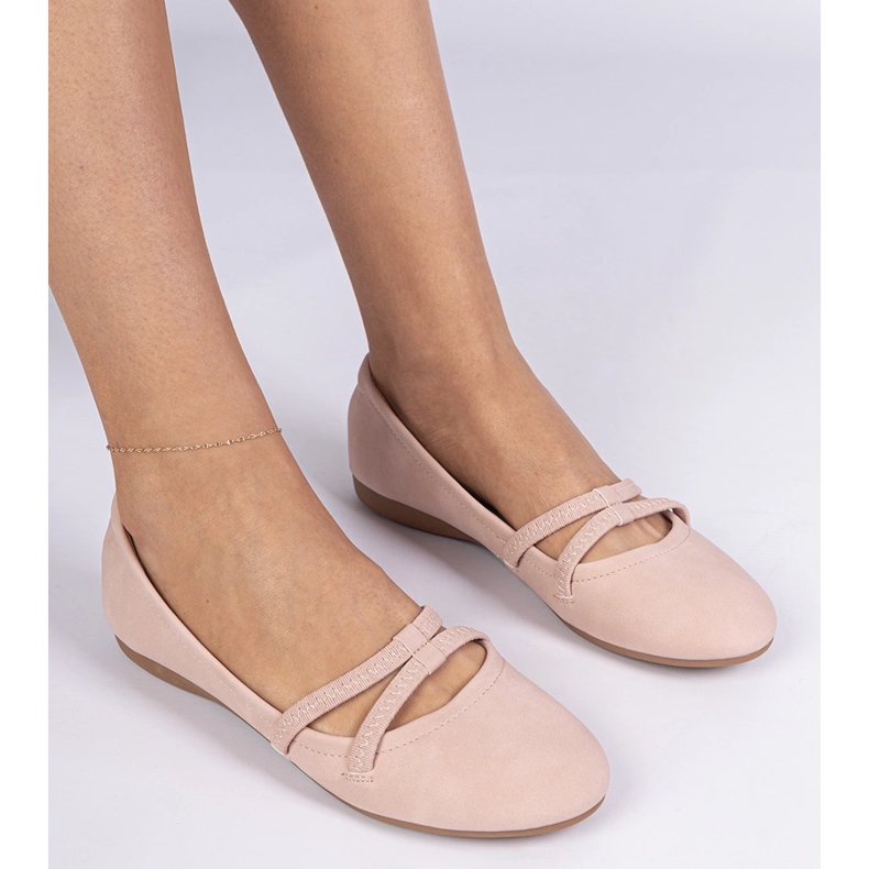 Ballerinas de mujeres rosadas hechas de Matt Eco -Leather rosado 1