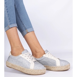 Silver Women's Apartrilles decoradas con brillo plata 3