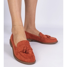 Mocasines de mujer naranja de Ekozamsz con flecos 1