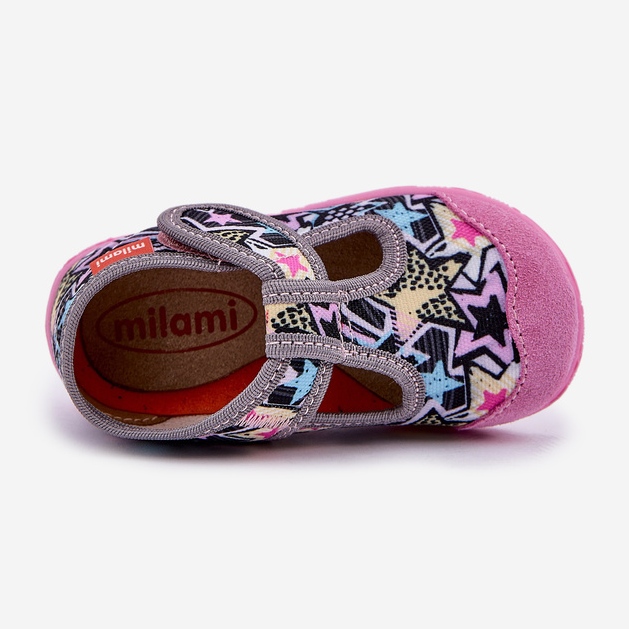 Zapatillas para niños en velcro gris rosa 2