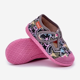 Zapatillas para niños en velcro gris rosa 3