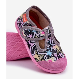Zapatillas para niños en velcro gris rosa 5