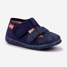 Zapatillas para niños para el velcro azul marino 5
