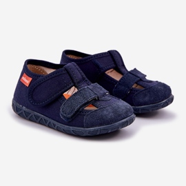Zapatillas para niños para el velcro azul marino 1