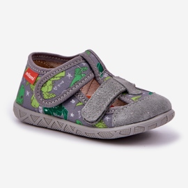 Zapatillas para niños para velcro en dinosaurios grises verdes 6