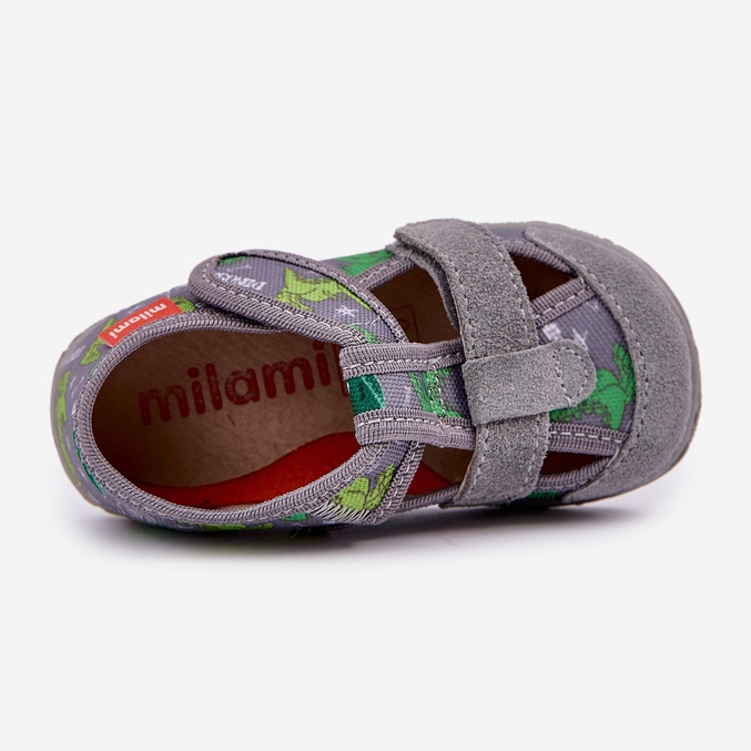Zapatillas para niños para velcro en dinosaurios grises verdes 2