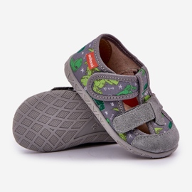 Zapatillas para niños para velcro en dinosaurios grises verdes 3