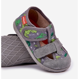 Zapatillas para niños para velcro en dinosaurios grises verdes 4