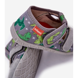 Zapatillas para niños para velcro en dinosaurios grises verdes 5