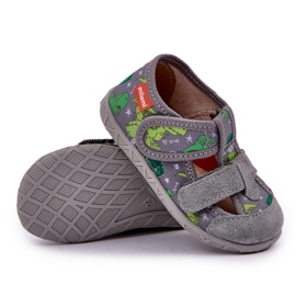 Zapatillas para niños para velcro en dinosaurios grises verdes 7