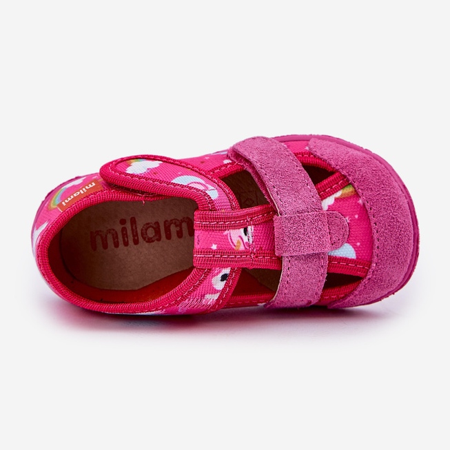 Zapatillas para niños para velcro en unicornio fucsia rosa 2