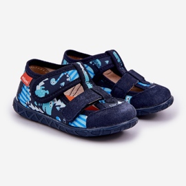 Zapatillas para niños para velcro con dinosaurios azul marino 1 Zapatillas para niños para velcro con dinosaurios azul marino 1