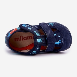 Zapatillas para niños para velcro con dinosaurios azul marino 2
