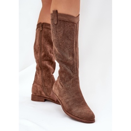 S.Barski Botas con un S. Barski Hy51-860 de tacón de tacón plano marrón 5