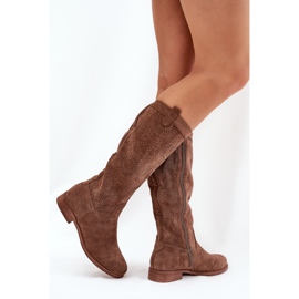 S.Barski Botas con un S. Barski Hy51-860 de tacón de tacón plano marrón 6