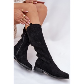 S.Barski Botas con un S. Barski Hy51-860 de tacón plano de tacón plano negro 7