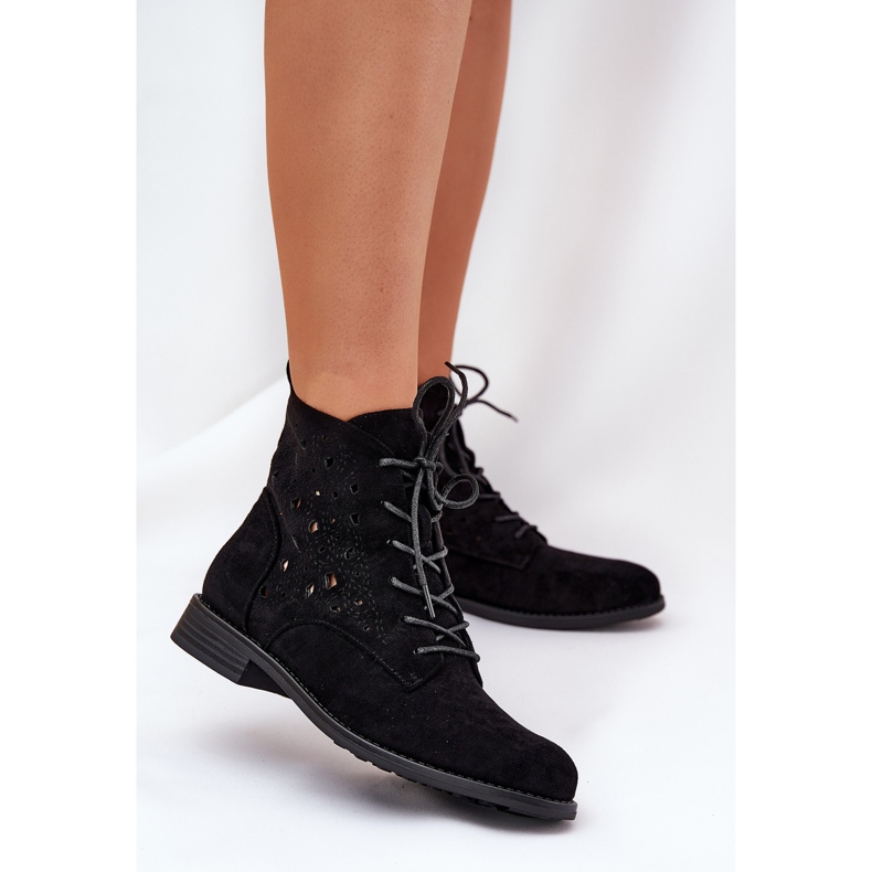 Botas de cordón con un patrón de trabajo abierto S.Barski Hy51-136 Negro 2