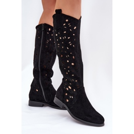 S.Barski Hy51-176 botas planas con botas de trabajo abiertos negro 2 S.Barski Hy51-176 botas planas con botas de trabajo abiertos negro 2