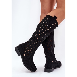 S.Barski Hy51-176 botas planas con botas de trabajo abiertos negro 4
