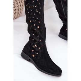 S.Barski Hy51-176 botas planas con botas de trabajo abiertos negro 6