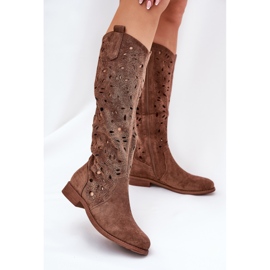 S.Barski Tacones planos de Openwork Hy51-176 Brown marrón 2