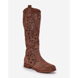 S.Barski Tacones planos de Openwork Hy51-176 Brown marrón 4