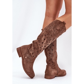 S.Barski Tacones planos de Openwork Hy51-176 Brown marrón 6