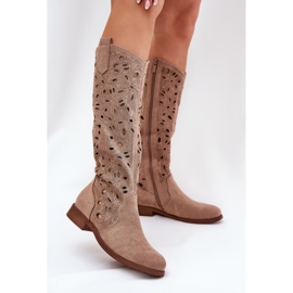 S.Barski Tacones planos de Openwork HY51-176 Beige 2