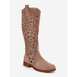 S.Barski Tacones planos de Openwork HY51-176 Beige 4