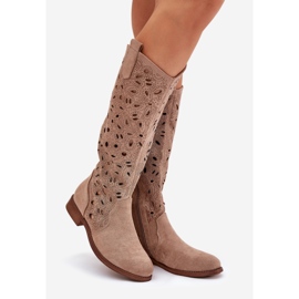 S.Barski Tacones planos de Openwork HY51-176 Beige 1