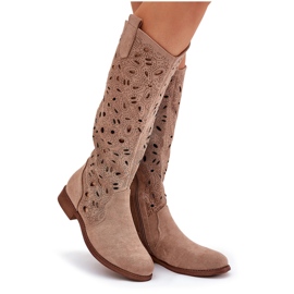 S.Barski Tacones planos de Openwork HY51-176 Beige 7