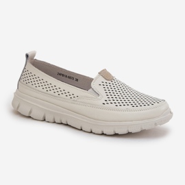 Evento Mocasines abiertos de cuero ligero 24pb18-6870 blanco 4