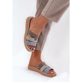 Cómodas zapatillas para mujeres de color azul beige 5