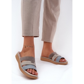 Cómodas zapatillas para mujeres de color azul beige 2