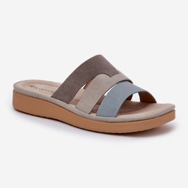 Cómodas zapatillas para mujeres de color azul beige 4