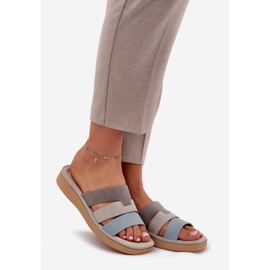 Cómodas zapatillas para mujeres de color azul beige 1