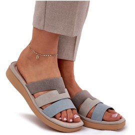 Cómodas zapatillas para mujeres de color azul beige 6