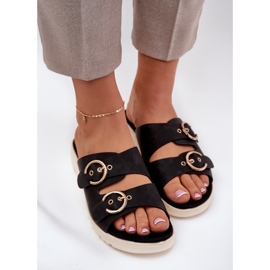 Godas de mujer livianas con hebillas negras negro 3