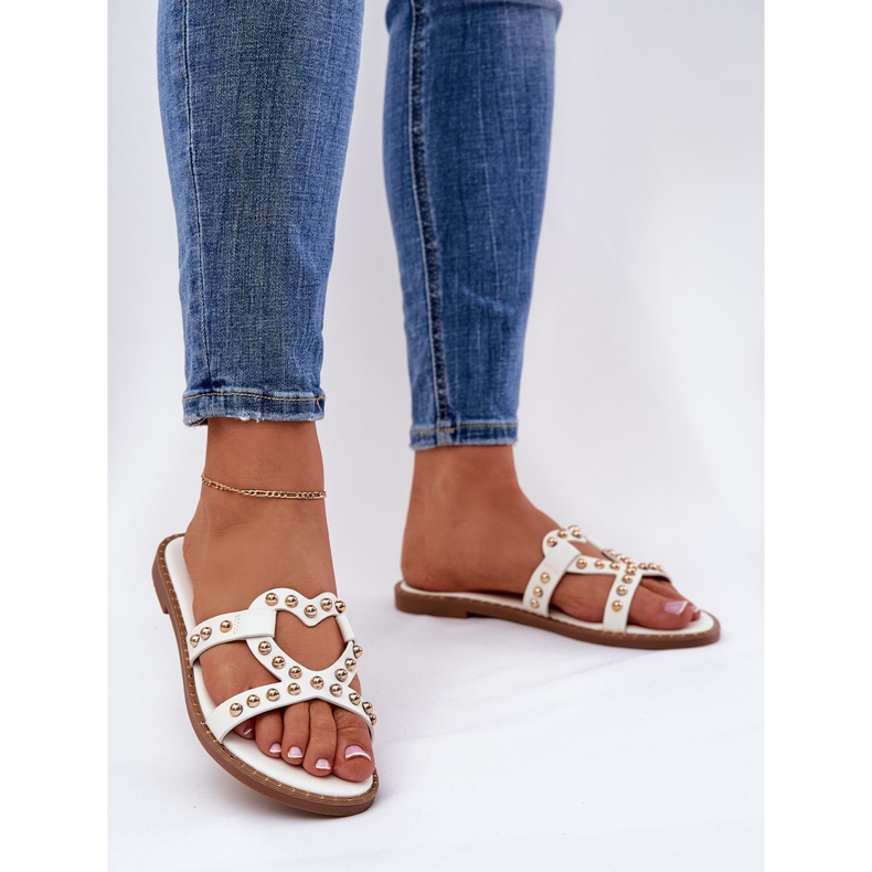 Zapatillas blancas planas decoradas blanco 2